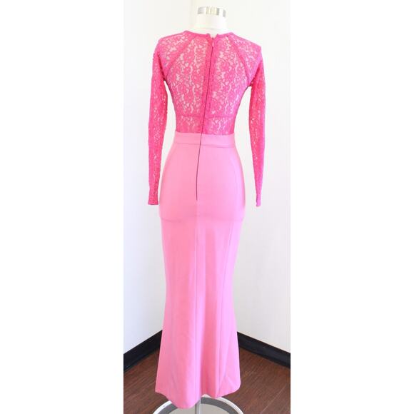 House of CB Pink Metallic Sheer Lace Bodice Bodycon Maxi Dress Size XS Evening - Picture 8 of 8